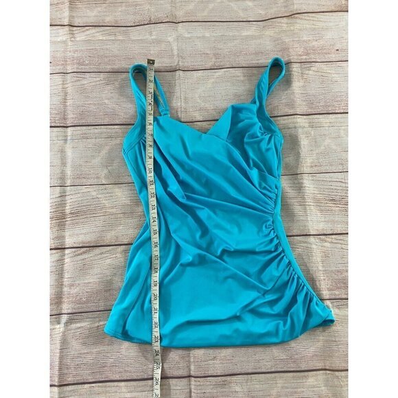 Miraclesuit Women's Blue Ruched Bodice Tankini Top - 10 - Picture 3 of 11